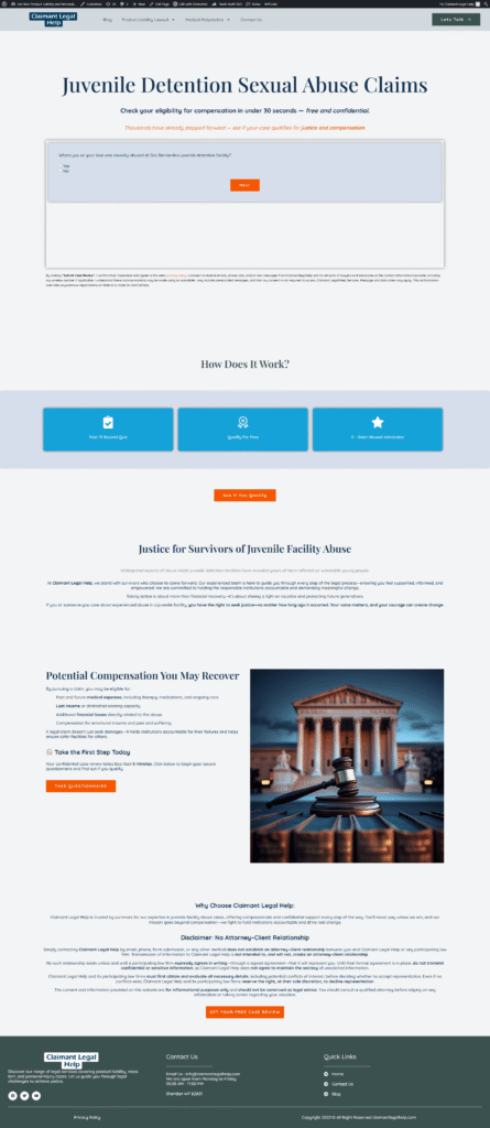 screencapture claimantlegalhelp get a free legal review for sexual abuse claims in juvenile detention 2026 02 05 20 33 32